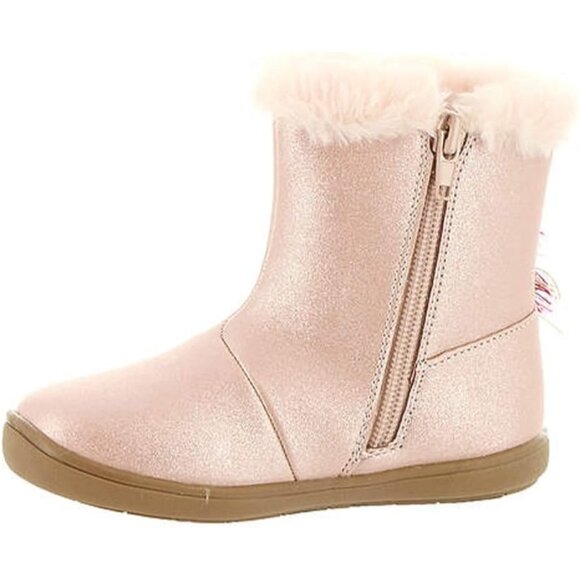 Sugar Kids Cookie Girls Shoe Pink Fuzzy Fur Lined Unicorn Print - 5 M - Picture 2 of 4
